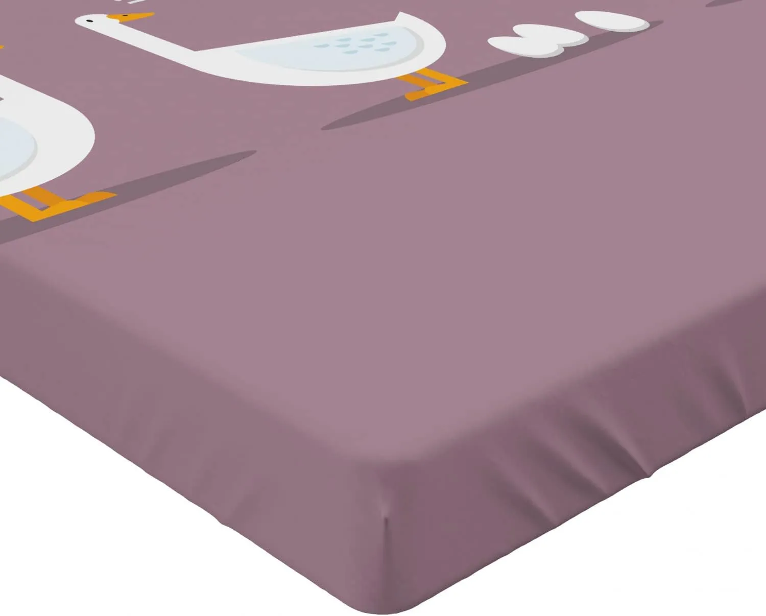 Ambesonne Goose Fitted Sheet, Funny Image of a Hands Carrying a Special One Among Ordinary Other, Bed Cover with All-Round Elastic Deep Pocket for Comfort, Full Size, Grey Pink Mustard and White