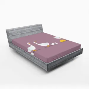 Ambesonne Goose Fitted Sheet, Funny Image of a Hands Carrying a Special One Among Ordinary Other, Bed Cover with All-Round Elastic Deep Pocket for Comfort, Full Size, Grey Pink Mustard and White