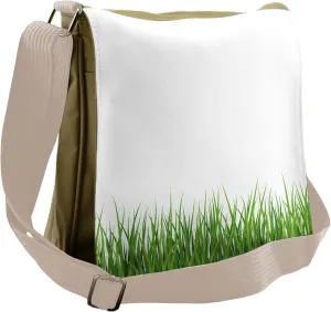 Ambesonne Green Messenger Bag, Fresh Grass Lawn Garden, Unisex Cross-body