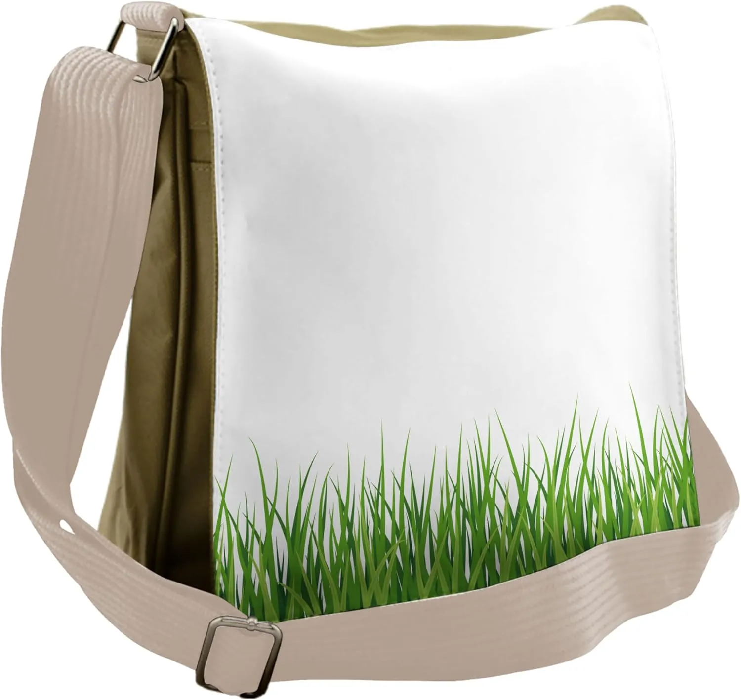 Ambesonne Green Messenger Bag, Fresh Grass Lawn Garden, Unisex Cross-body