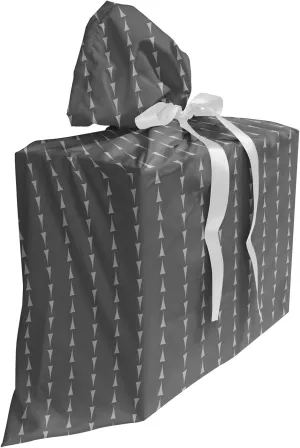 Ambesonne Grey Gift Bag, Pointy Motifs Directing Upwards and Downwards on a Gloomy Background Print, Fabric Party Favor Pouch with 3 Ribbons, 27, Pale Taupe and Grey