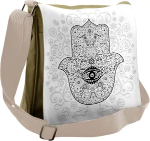 Ambesonne Hamsa Messenger Bag, Protection Sign Luck, Unisex Cross-body
