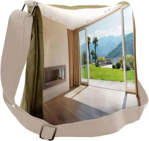 Ambesonne Home Messenger Bag, Room Scenic View, Unisex Cross-body