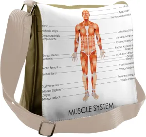 Ambesonne Human Anatomy Messenger Bag, Biology Muscle System, Unisex Cross-body