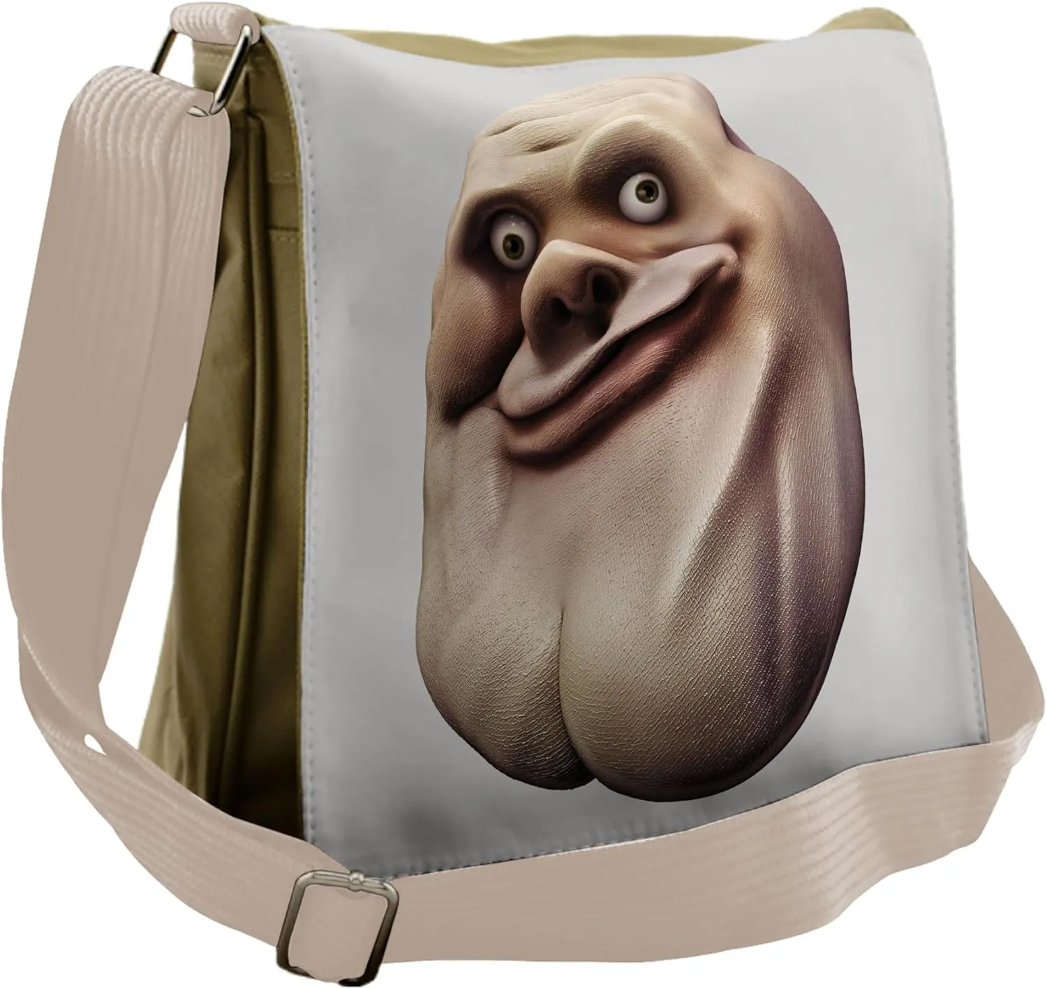 Ambesonne Humor Messenger Bag, Awkward Meme Ugly Face, Unisex Cross-body