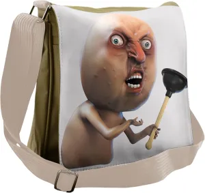 Ambesonne Humor Messenger Bag, Why You No Plunger Meme, Unisex Cross-body