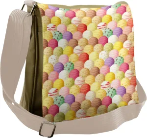 Ambesonne Ice Cream Messenger Bag, Flavor Toppings, Unisex Cross-body