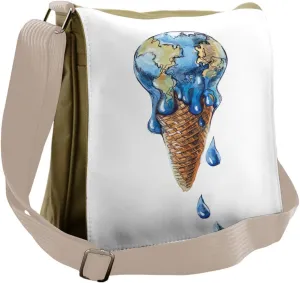Ambesonne Ice Cream Messenger Bag, Globe Planet Earth Flavor, Unisex Cross-body