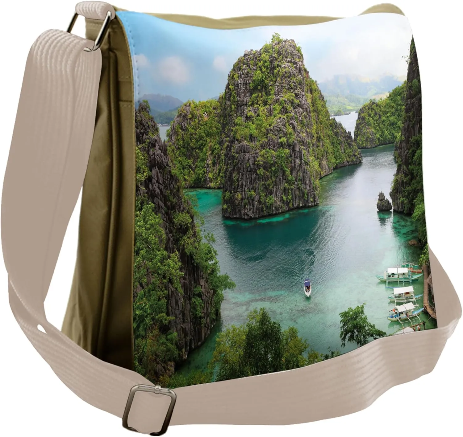 Ambesonne Landscape Messenger Bag, Cliff in Philippines, Unisex Cross-body