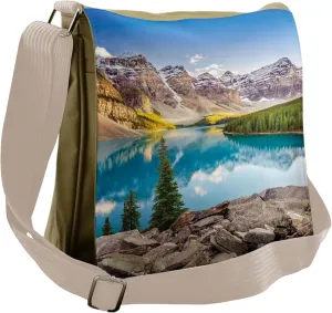 Ambesonne Landscape Messenger Bag, Moraine Lake Sunset, Unisex Cross-body