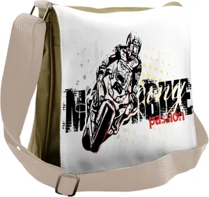 Ambesonne Motorcycle Messenger Bag, Grungy Race Passion, Unisex Cross-body