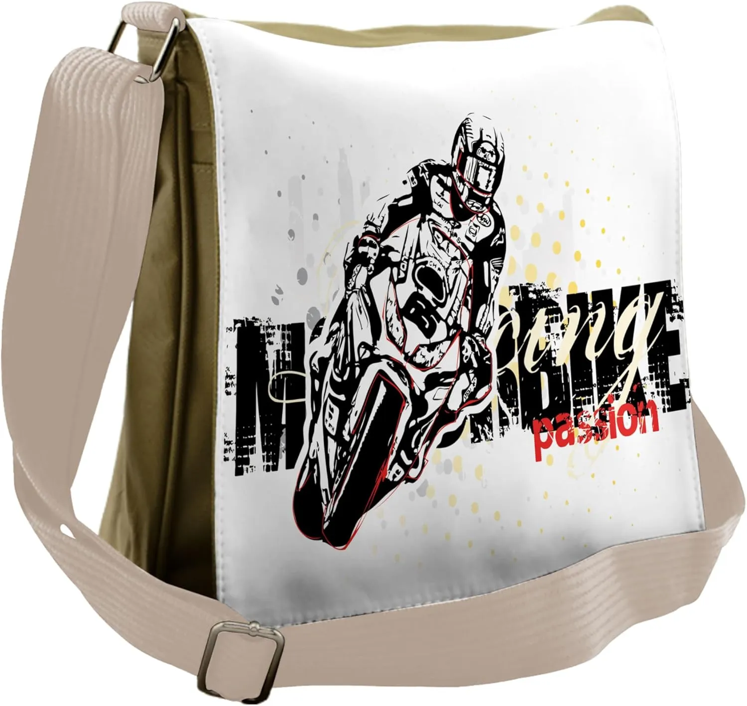 Ambesonne Motorcycle Messenger Bag, Grungy Race Passion, Unisex Cross-body