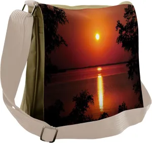 Ambesonne Nature Messenger Bag, Rural Fresh Dramatic View, Unisex Cross-body