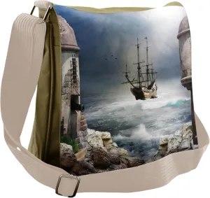 Ambesonne Ocean Messenger Bag, Pirate Merchant Ship, Unisex Cross-body