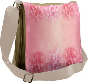 Ambesonne Pale Pink Messenger Bag, Plum Blossom Botany, Unisex Cross-body