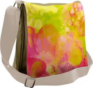 Ambesonne Pastel Messenger Bag, Spring Yard Watercolors, Unisex Cross-body