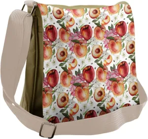Ambesonne Peach Messenger Bag, Exotic Lively Summer Yard, Unisex Cross-body