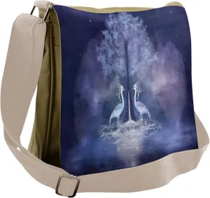 Ambesonne Purple Messenger Bag, Mythical Dreamy Creature, Unisex Cross-body