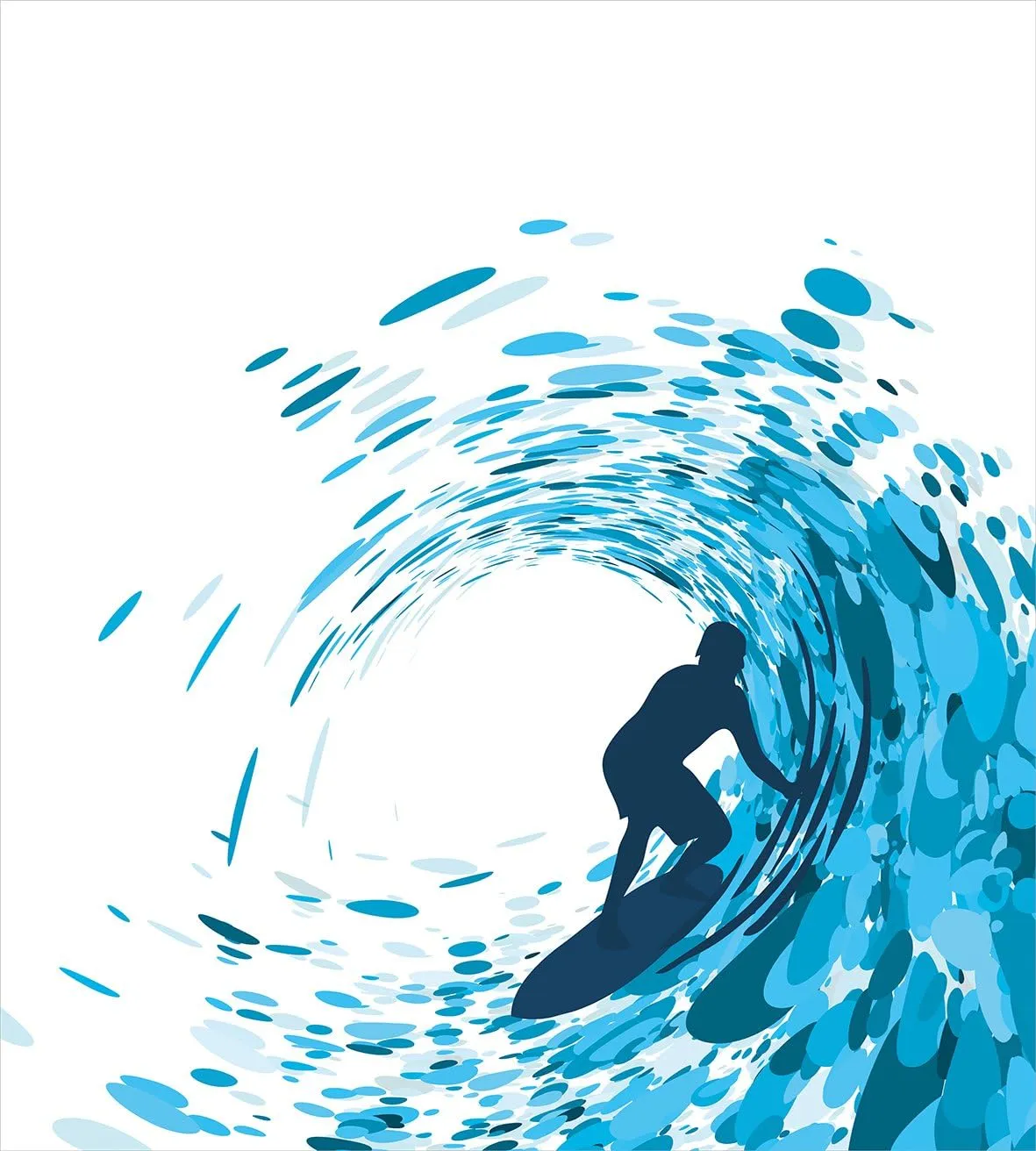 Ambesonne Ride The Wave Duvet Cover Set, Silhouette of a Surfer Under Giant Ocean Waves Athlete Hobby Lifestyle Image, Decorative 2 Piece Bedding Set with 1 Pillow Sham, Twin Size, Night Blue
