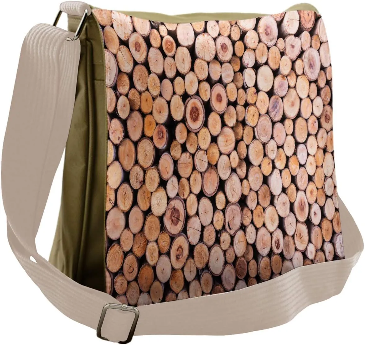 Ambesonne Rustic Messenger Bag, Wooden Lumber Tree Logs, Unisex Cross-body