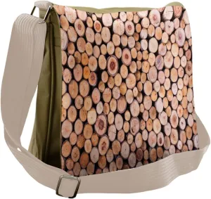 Ambesonne Rustic Messenger Bag, Wooden Lumber Tree Logs, Unisex Cross-body