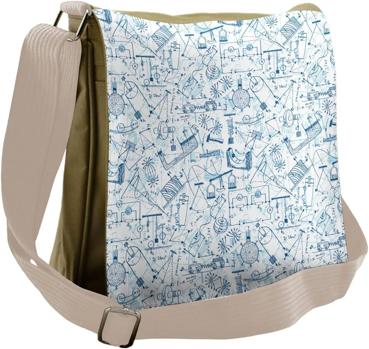 Ambesonne Science Messenger Bag, Physics Themed Drawing, Unisex Cross-body