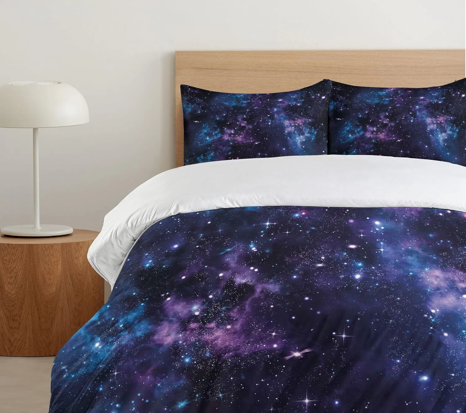 Ambesonne Space Duvet Cover Set, Mystical Sky with Star Clusters Cosmos Nebula Celestial Scenery Artwork, Decorative 2 Piece Bedding Set with 1 Pillow Sham, Twin Size, Blue