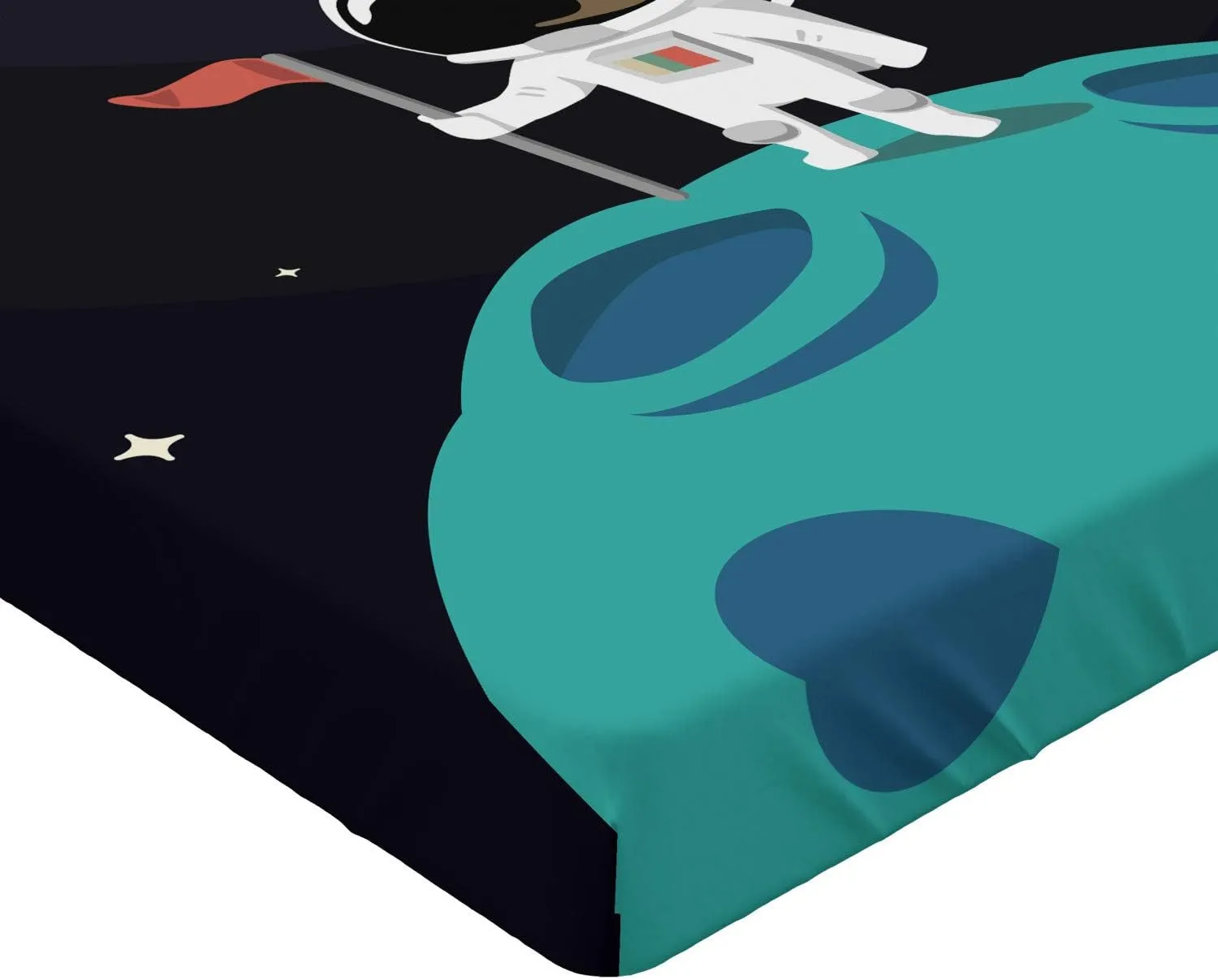 Ambesonne Space Fitted Sheet, Planets Earth Mercury Galaxy Neptune Pluto Jupiter Adventure Futuristic Print, Soft Decorative Fabric Bedding All-Round Elastic Pocket, Queen Size, Blue