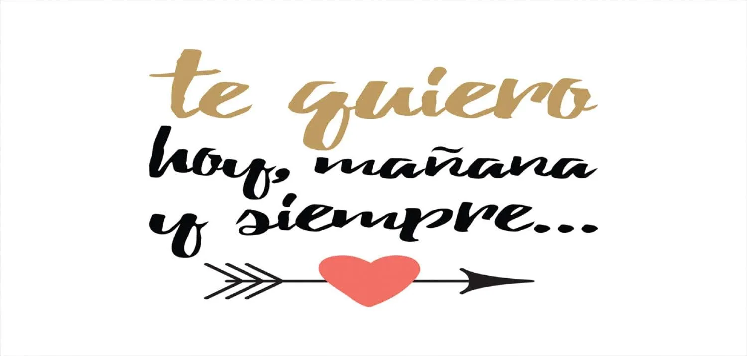 Ambesonne Spanish Mug, Te Quiero Hoy Manana Y Siempre Love Words with Heart on Arrow Valentines, Ceramic Coffee Mug Cup for Water Tea Drinks, 11 oz, Black White