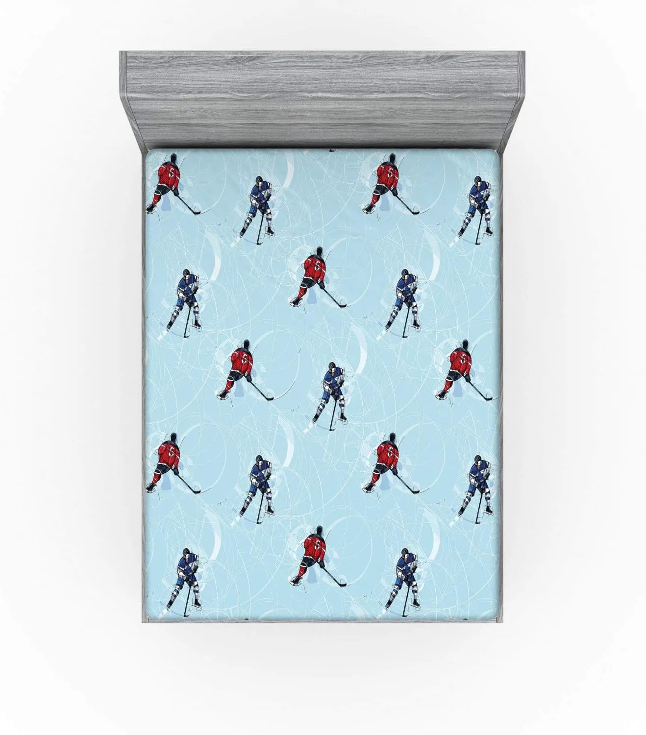Ambesonne Sport Fitted Sheet, Abstract Lines Background Ice Hockey Pattern Competitive Match Winter Season, Soft Decorative Fabric Bedding All-Round Elastic Pocket, Full Size, Black Blue