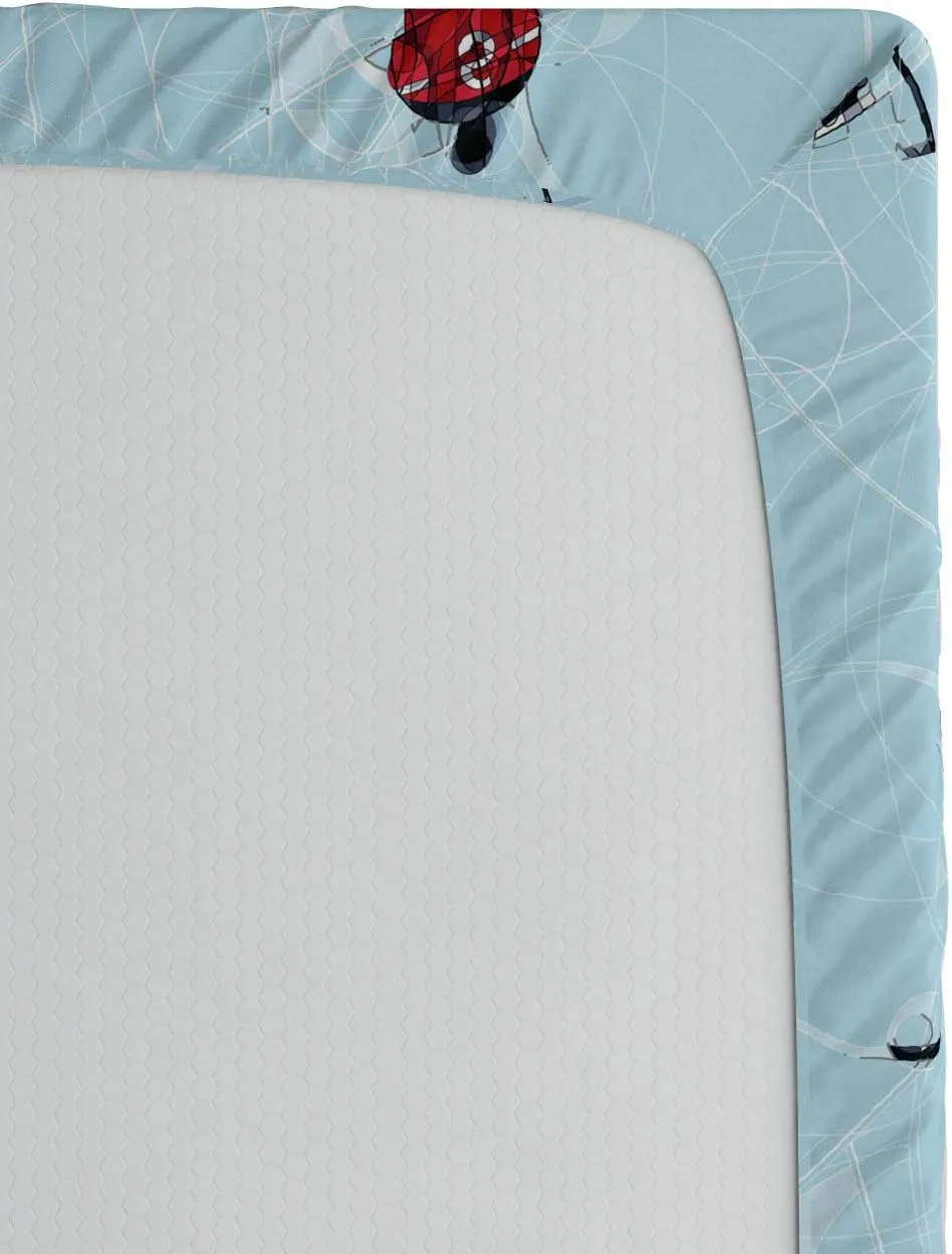 Ambesonne Sport Fitted Sheet, Abstract Lines Background Ice Hockey Pattern Competitive Match Winter Season, Soft Decorative Fabric Bedding All-Round Elastic Pocket, Full Size, Black Blue