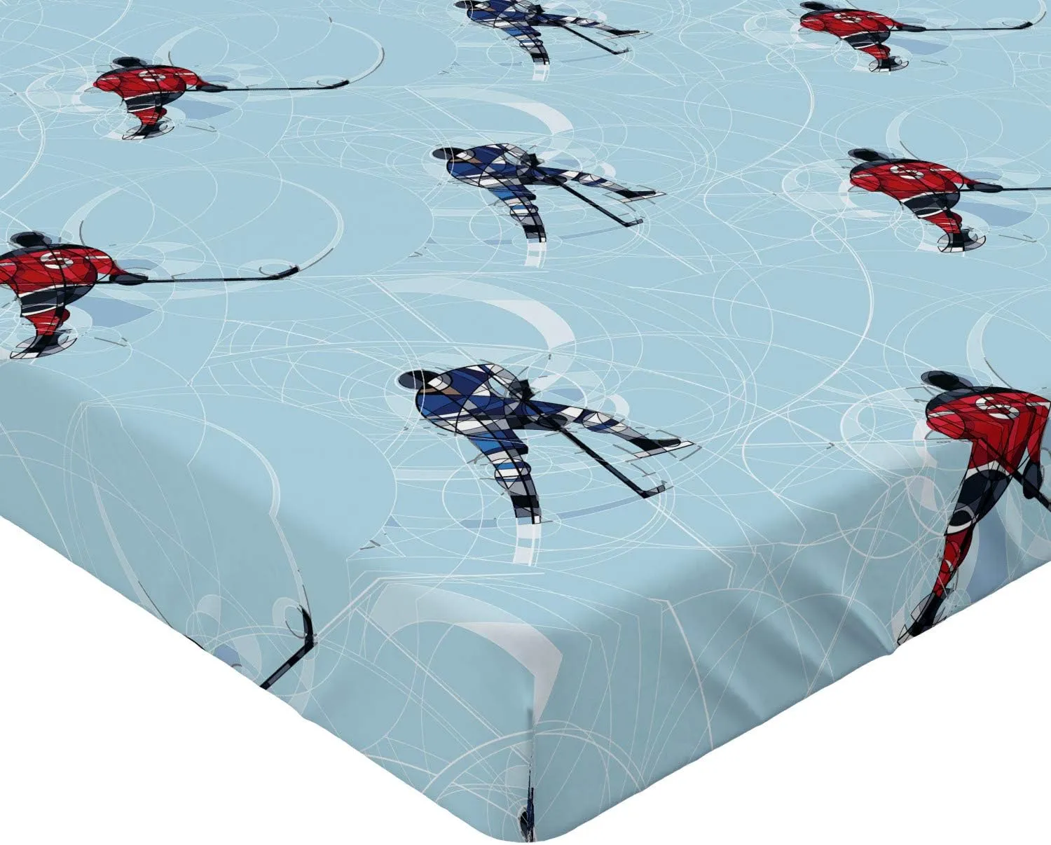 Ambesonne Sport Fitted Sheet, Abstract Lines Background Ice Hockey Pattern Competitive Match Winter Season, Soft Decorative Fabric Bedding All-Round Elastic Pocket, Full Size, Black Blue