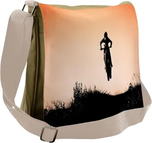 Ambesonne Sports Messenger Bag, Motorbike Jump Hills Print, Unisex Cross-body