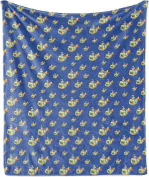 Ambesonne Submarine Throw Blanket, Adventure Underwater Vehicle Happy Colorful Cartoon, Flannel Fleece Accent Piece Soft Couch Cover for Adults, 50" x 60", Cobalt Blue Multicolor