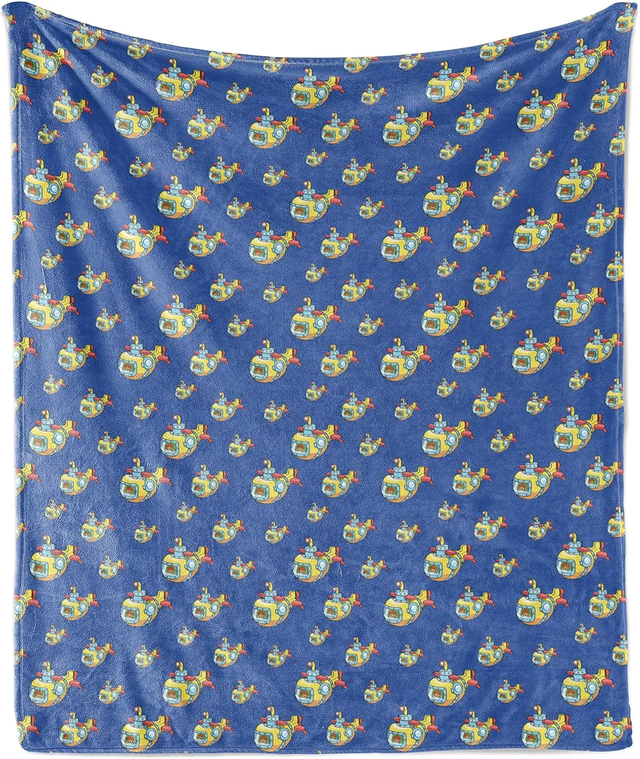 Ambesonne Submarine Throw Blanket, Adventure Underwater Vehicle Happy Colorful Cartoon, Flannel Fleece Accent Piece Soft Couch Cover for Adults, 50" x 60", Cobalt Blue Multicolor
