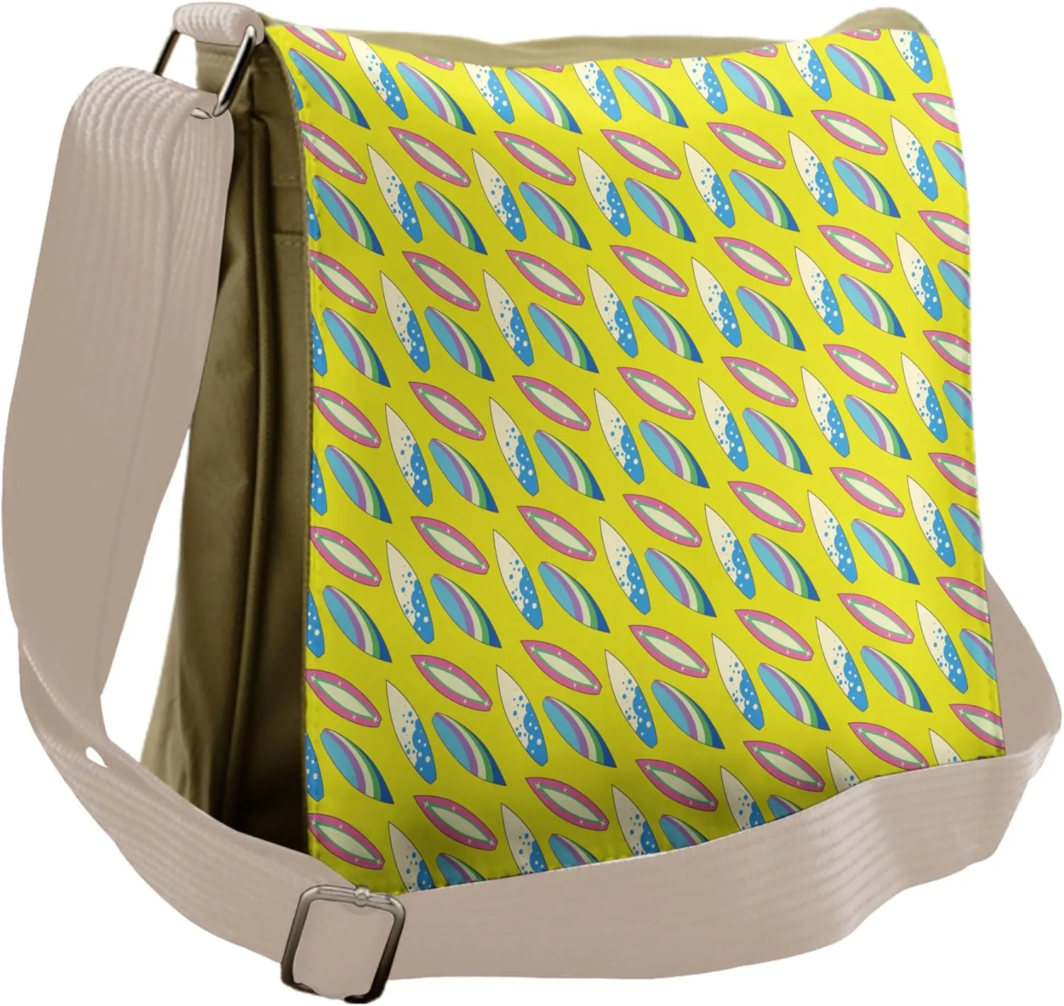 Ambesonne Surfboard Messenger Bag, Summertime Hobby, Unisex Cross-body
