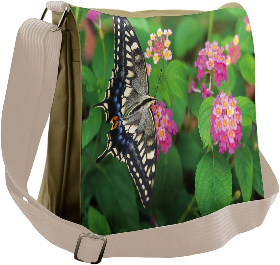 Ambesonne Swallowtail Messenger Bag, Eco Nature, Unisex Cross-body