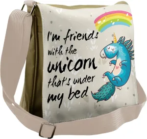 Ambesonne Unicorn Messenger Bag, Dreamer Pony, Unisex Cross-body