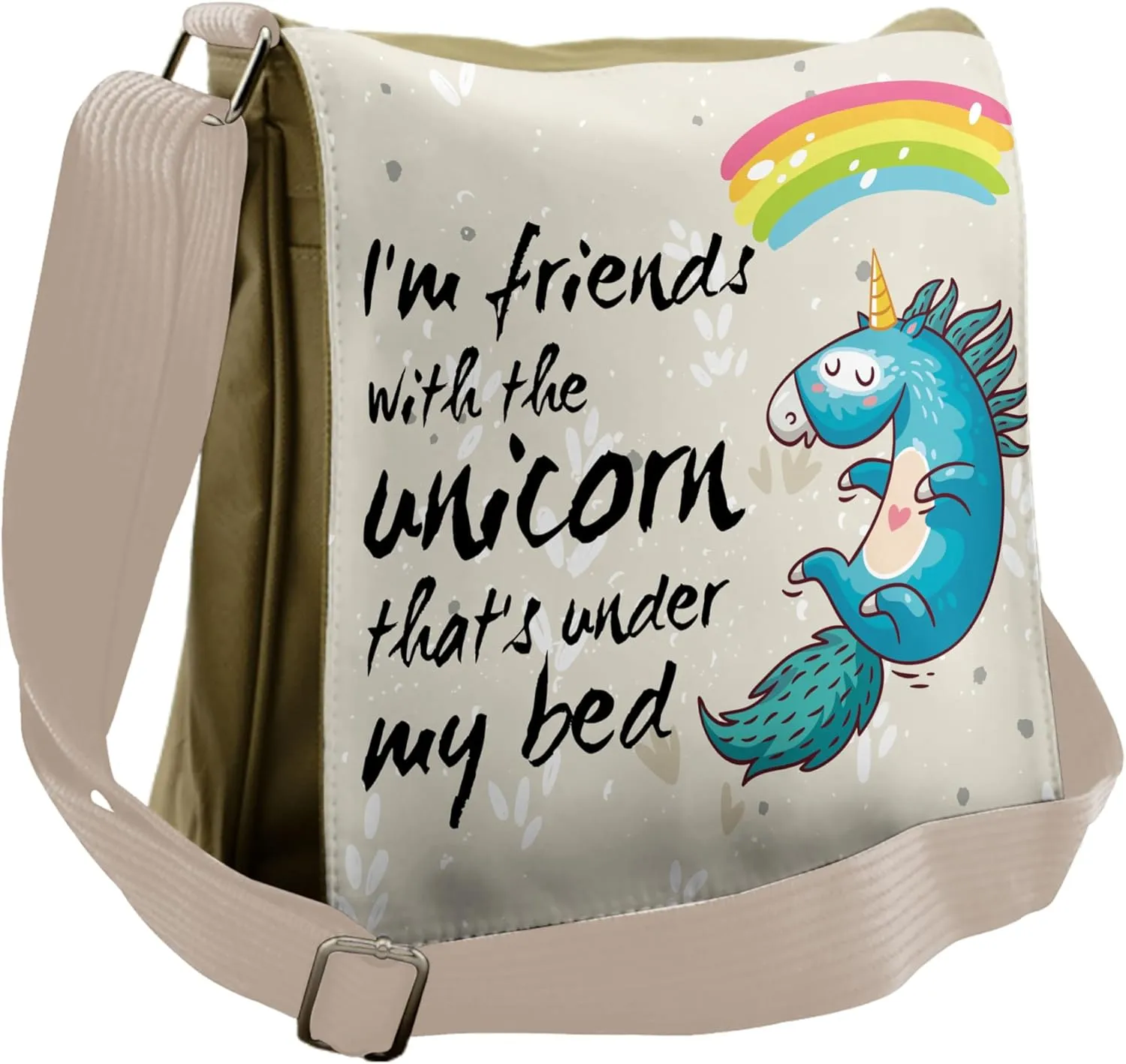 Ambesonne Unicorn Messenger Bag, Dreamer Pony, Unisex Cross-body