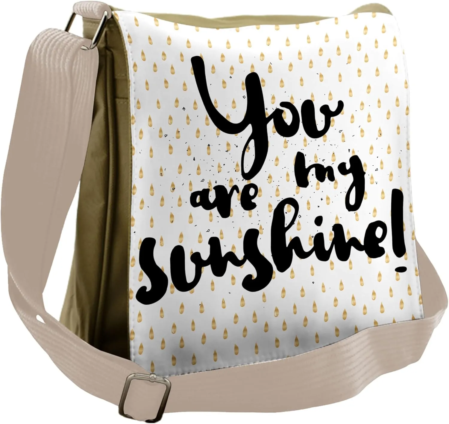 Ambesonne White Messenger Bag, Brown Droplets Romance, Unisex Cross-body