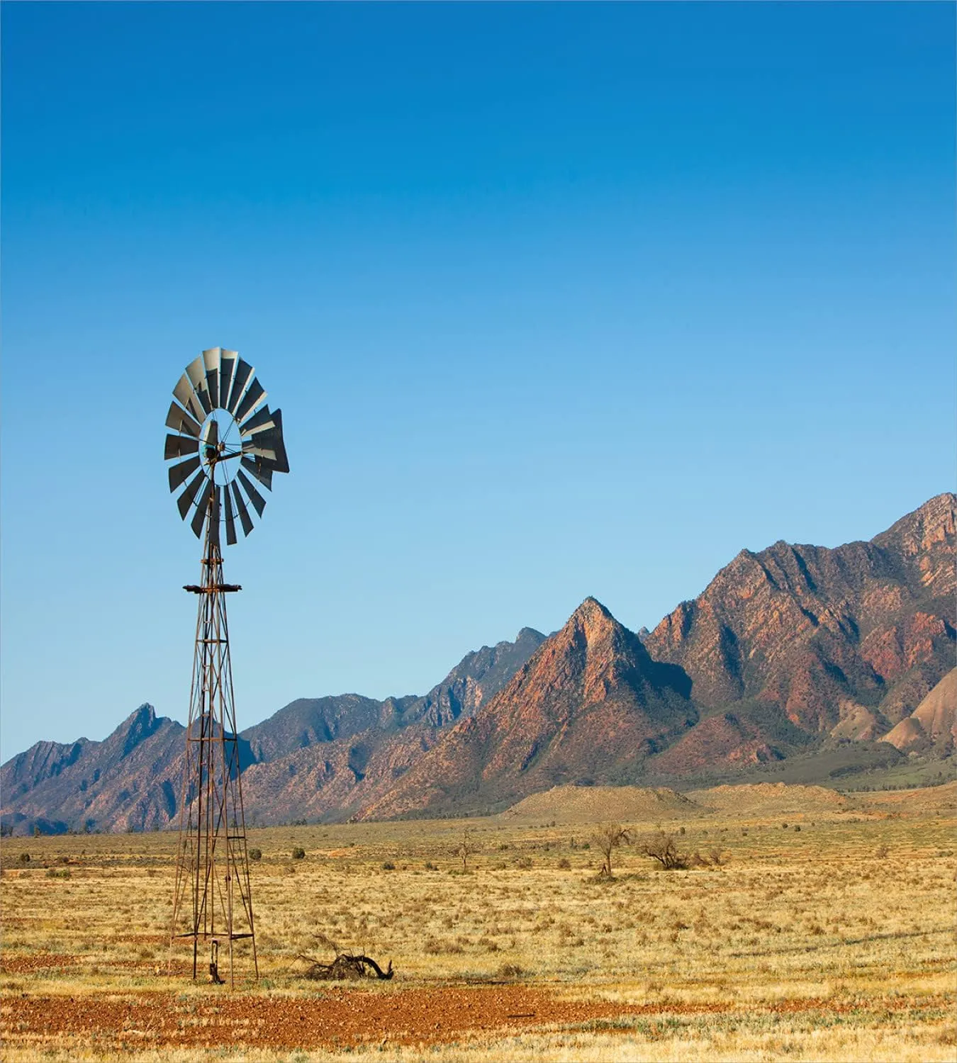 Ambesonne Windmill Duvet Cover Sets, Flinders Ranges South Australia Mountains Barren Land Summer, Bedding Set with 2 Duvet Covers & 2 Pillowcases, 2 Pack Twin Size, Earth Yellow Pale Blue