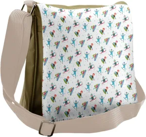 Ambesonne Winter Messenger Bag, Snowboard and Ski Sport, Unisex Cross-body