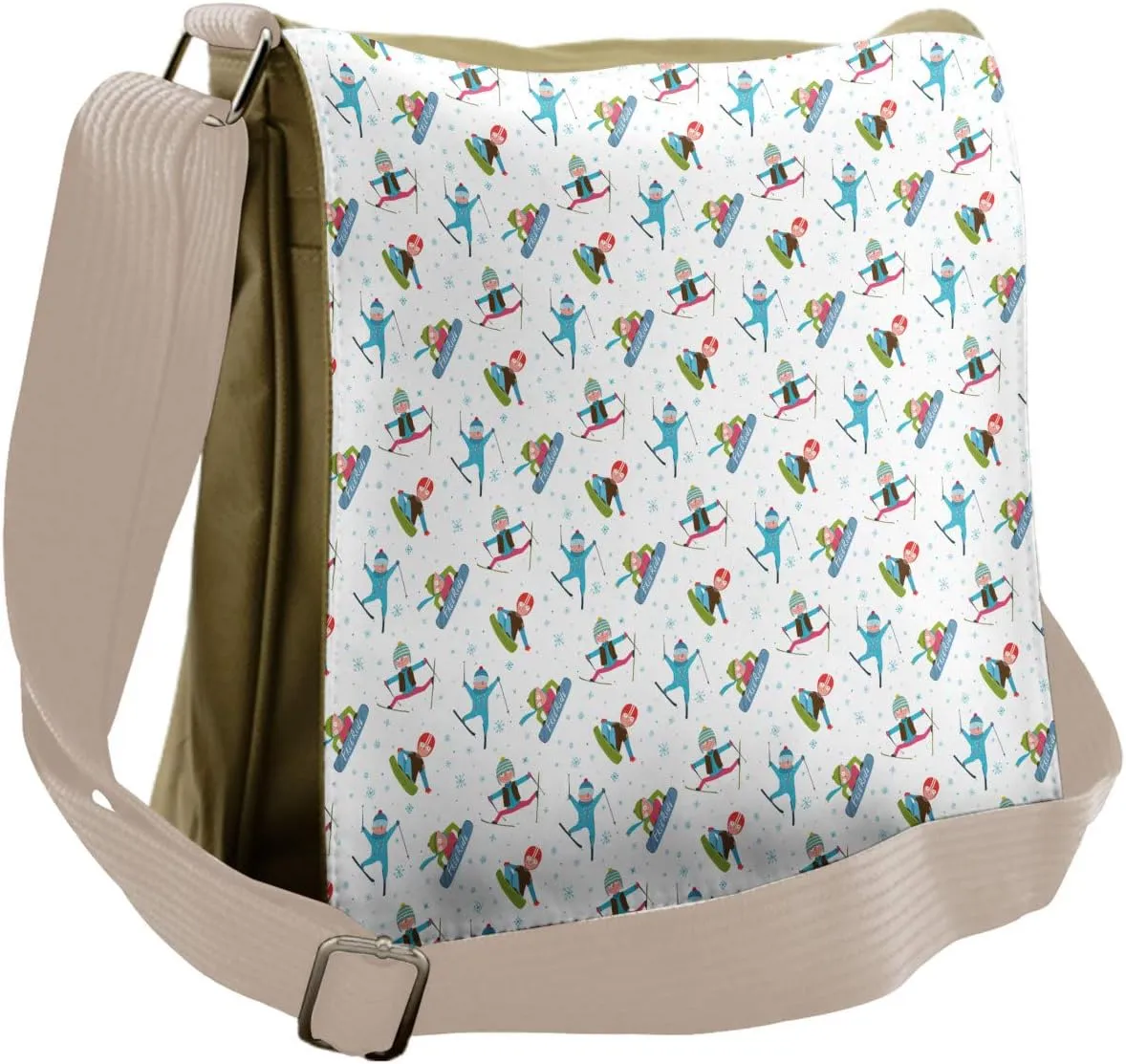 Ambesonne Winter Messenger Bag, Snowboard and Ski Sport, Unisex Cross-body