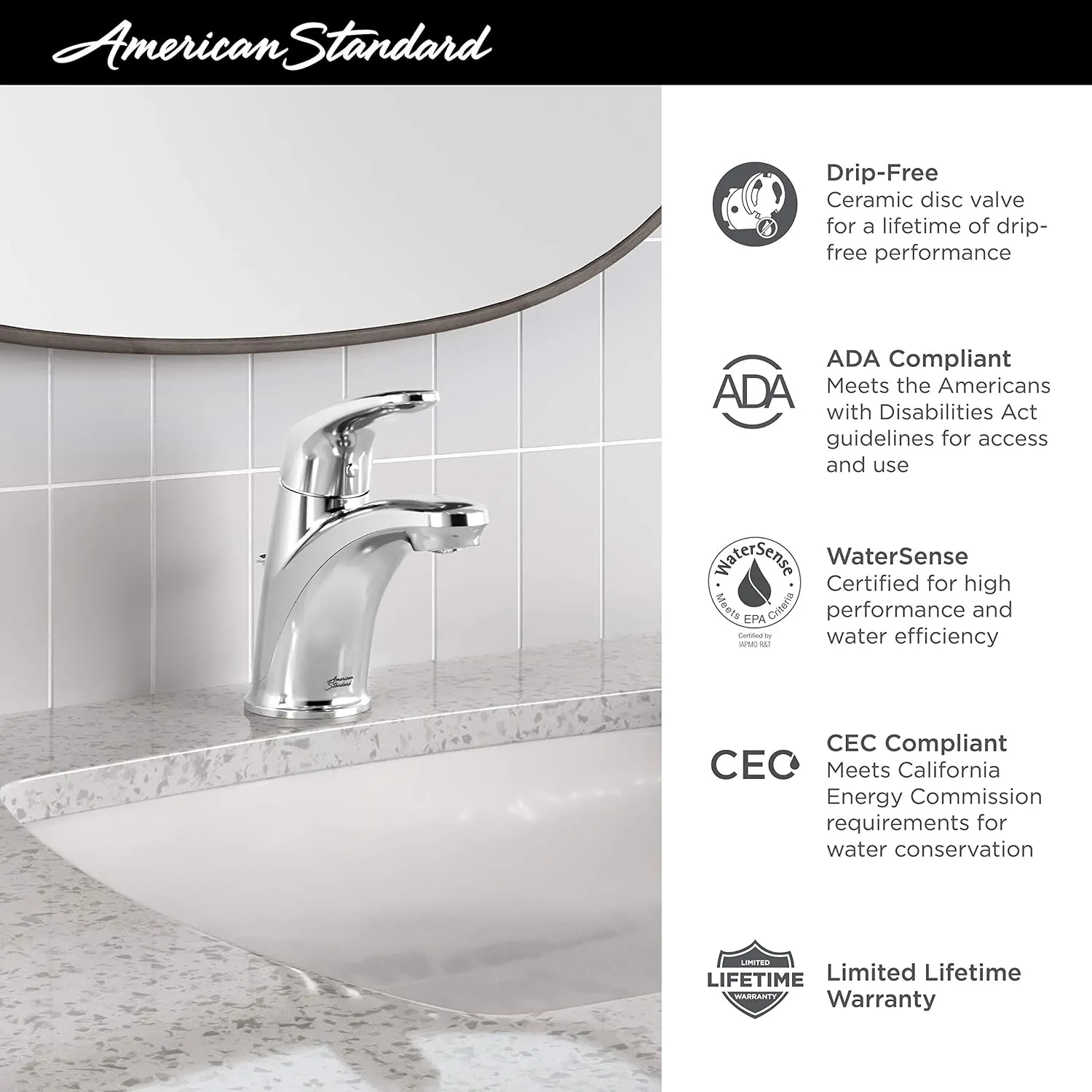 American Standard 7075100.278 Colony Pro Single-Handle Bathroom Faucet with Metal Pop-Up Drain, 1.2 GPM, Legacy Bronze