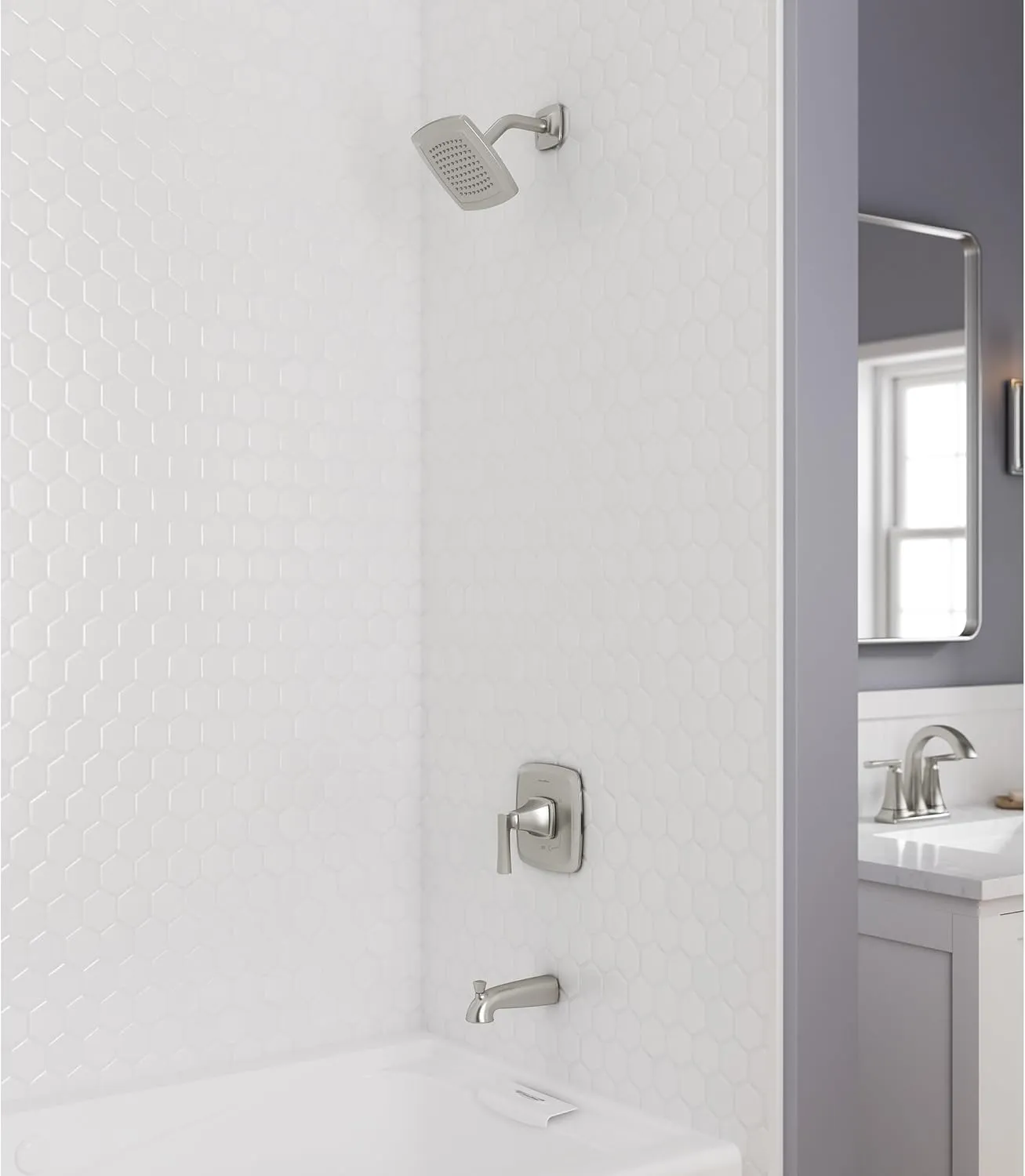 American Standard 7426508.295 Belmeade Tub and Shower Trim Kit with Valve, 1.8 GPM, Brushed Nickel