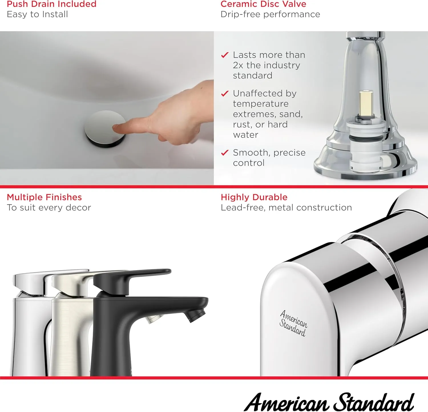 American Standard Aspirations Single-Handle Petite Bathroom Faucet 1.2 gpm/4.5 L/min with Lever Handle, Matte Black