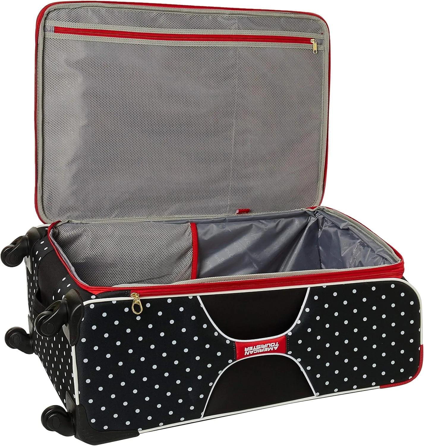 American Tourister Disney Softside Luggage with Spinner Wheels, Minnie Mouse Red Bow, Checked-Large 28-Inch