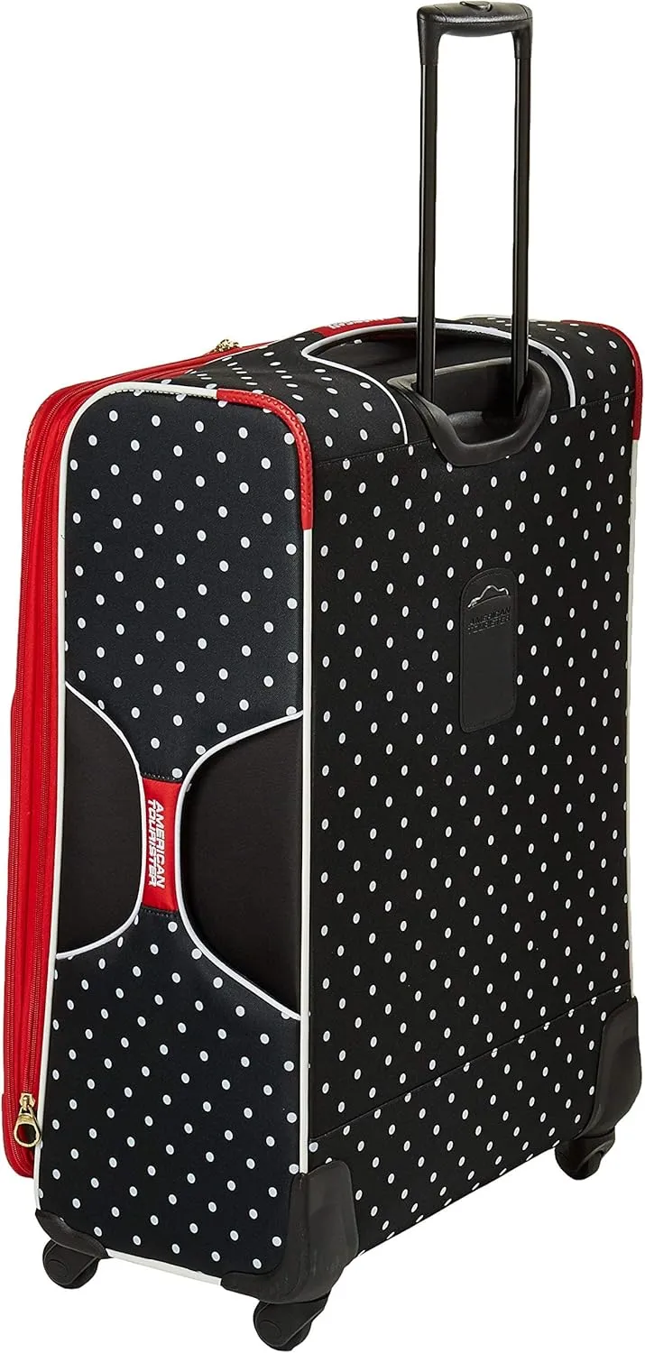 American Tourister Disney Softside Luggage with Spinner Wheels, Minnie Mouse Red Bow, Checked-Large 28-Inch