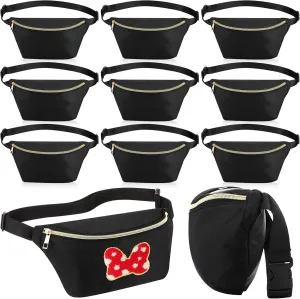 Amylove 9 Pieces Fanny Packs Nylon Waist Bag Zipper Travel Running Bag with Adjustable Strap for Women Men(Black)