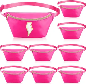 Amylove 9 Pieces Fanny Packs Nylon Waist Bag Zipper Travel Running Bag with Adjustable Strap for Women Men(Rose Red)